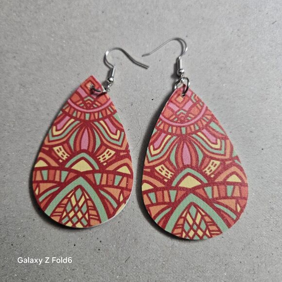 ❤️3/$15 Western Faux Leather Earrings Cowgirl South Boho Rodeo Aztec Indian - Picture 1 of 2